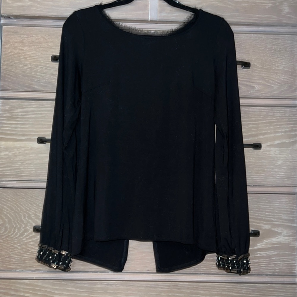 BKE Boutique Beaded Long Sleeve Top